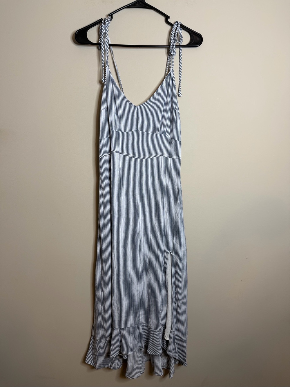 Abercrombie & Fitch Midi Dress Pinstripe Blue White Size Medium Petite
